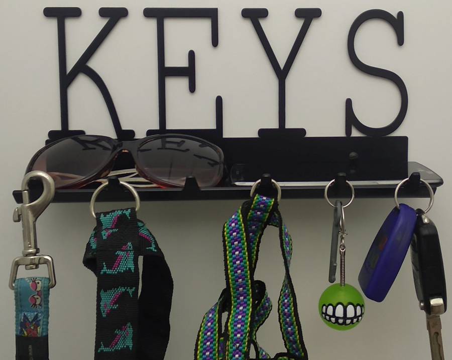 Eboy Steel Keys Rack with Tray - 6 Hooks - Black