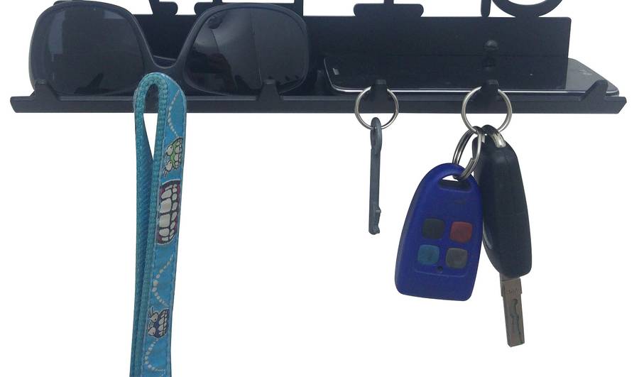 Eboy Steel Keys Rack with Tray - 6 Hooks - Black