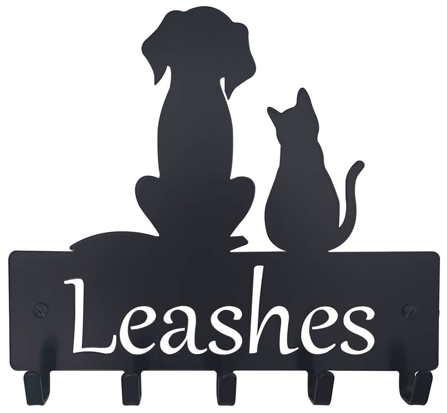 Eboy Steel Leash and Harness Holder for Pets - 5 Hooks - Black