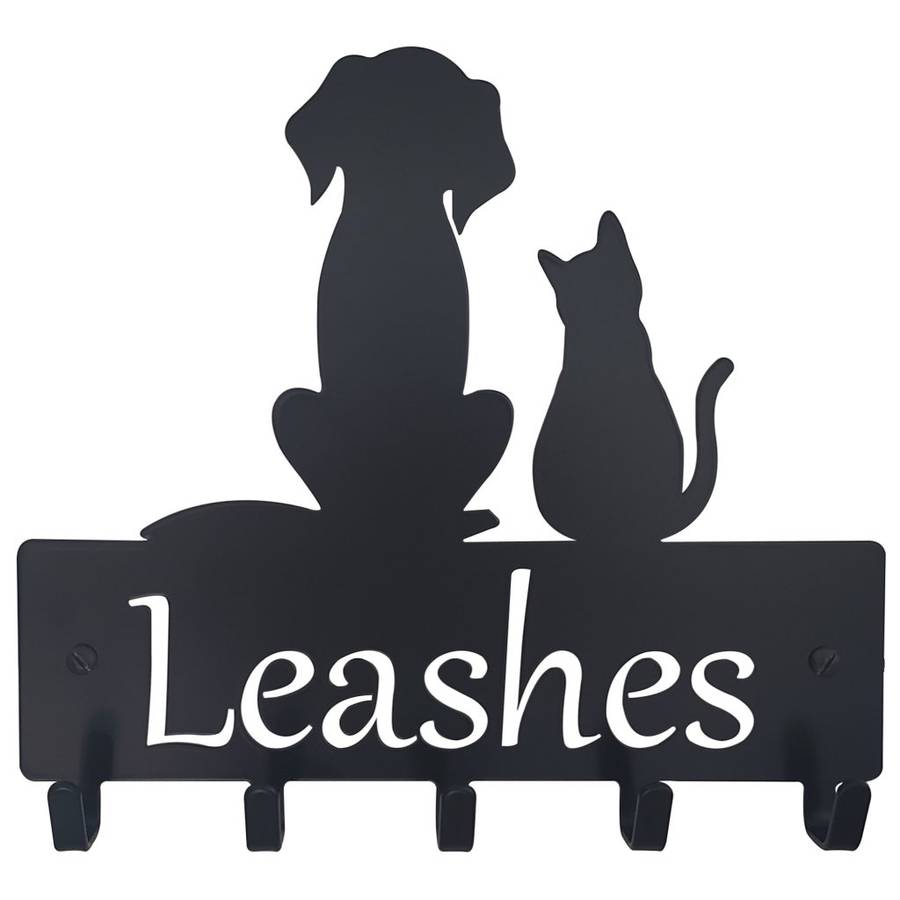 Eboy Steel Leash and Harness Holder for Pets - 5 Hooks - Black