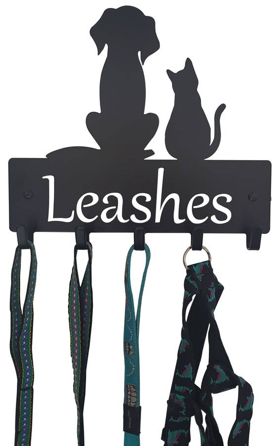 Eboy Steel Leash and Harness Holder for Pets - 5 Hooks - Black