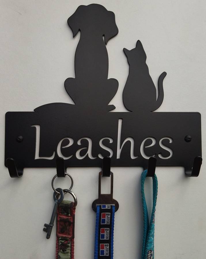 Eboy Steel Leash and Harness Holder for Pets - 5 Hooks - Black
