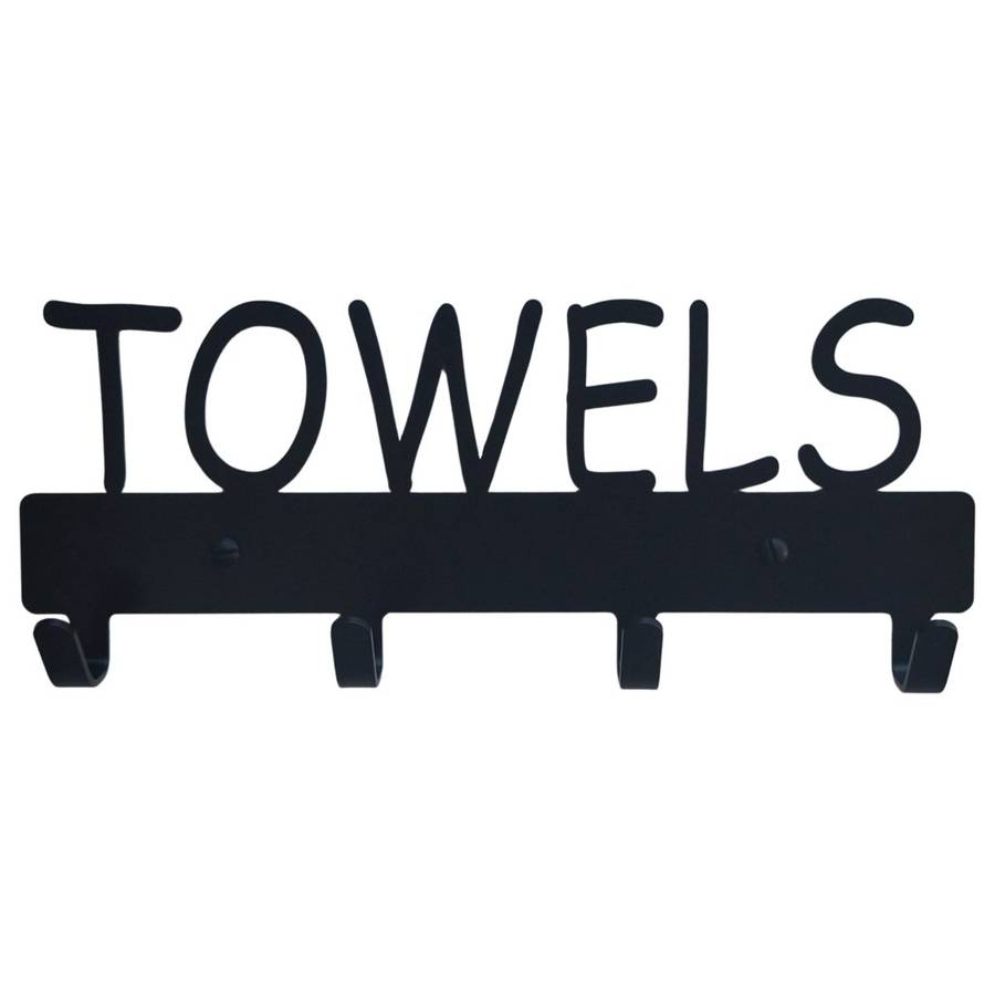 Eboy Steel Towels & Bath Robes Rack - 4 Hooks - Black