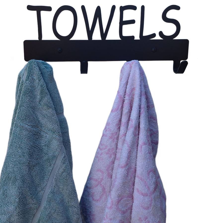 Eboy Steel Towels & Bath Robes Rack - 4 Hooks - Black
