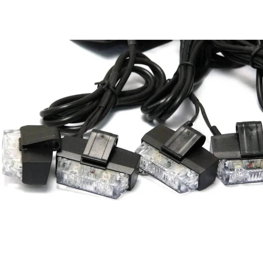 8 x Grill Clip-On Emergency Strobe Warning Lights - Yellow