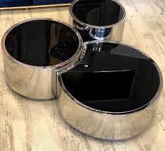 Nesting Coffee Table with a Glass top and Metal base Set