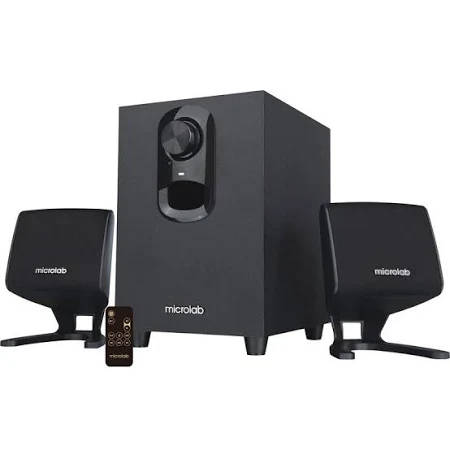 MICROLAB JUST LISTEN 2.1 SUB HOOFER SPEAKER WITH REMOTE CONTROL AND USB PORT