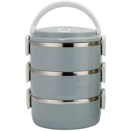 3 Tier Insulated Thermal Lunch Box Containers  Cooler Box - 2100ML (GREEN)(REFURBISHED)