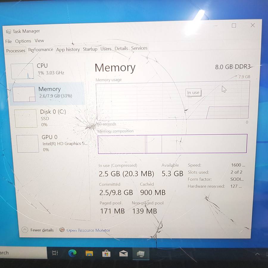 Asus ZenBook 13 UX303U "Core i7" 2.50GHz 8GB RAM 128GB SSD Cracked Screen Brown