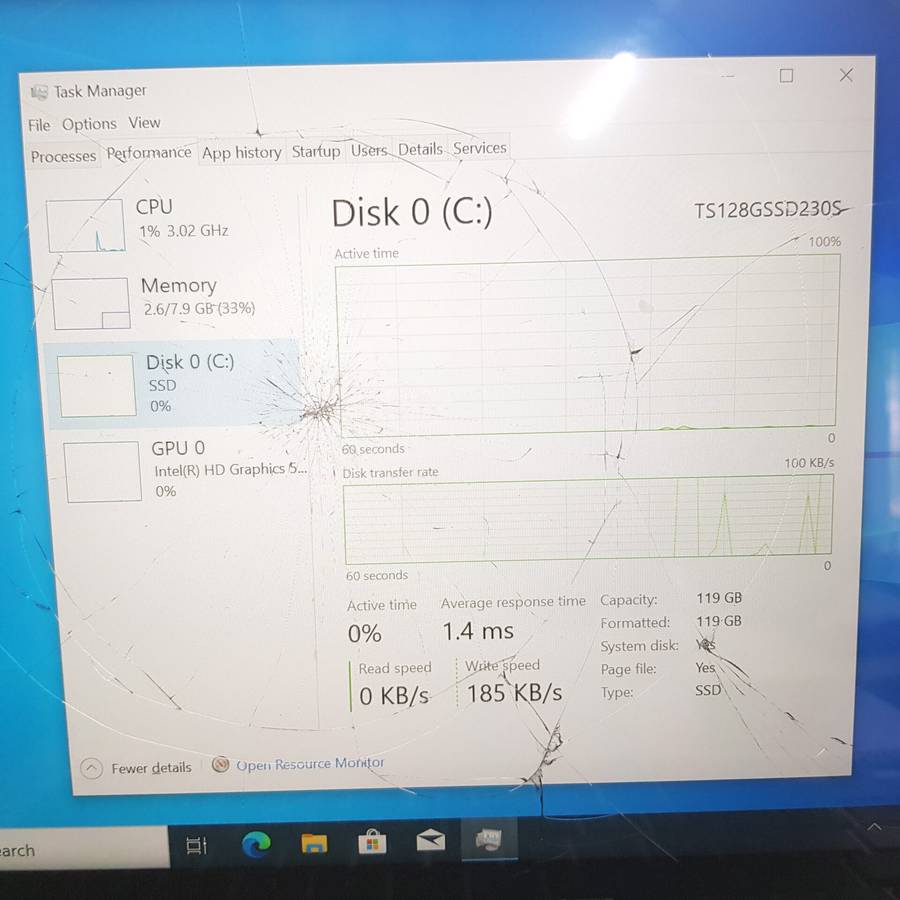 Asus ZenBook 13 UX303U "Core i7" 2.50GHz 8GB RAM 128GB SSD Cracked Screen Brown