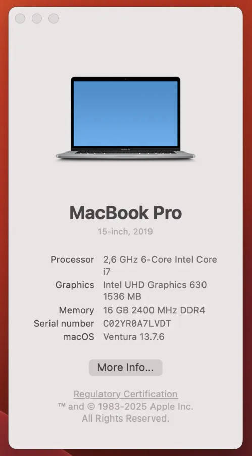 Apple Macbook Pro 15-Inch "Core i7" 2.6GHz (Touch/2019) 16GB RAM 512GB SSD Silver/Space Grey (12 ...