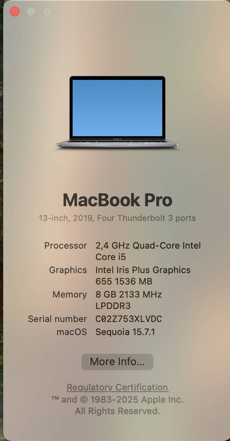 Apple MacBook Pro 13-Inch Core i5 2.4GHz (Touch/2019) 8GB RAM 256GB SSD Space Grey- Bright ...