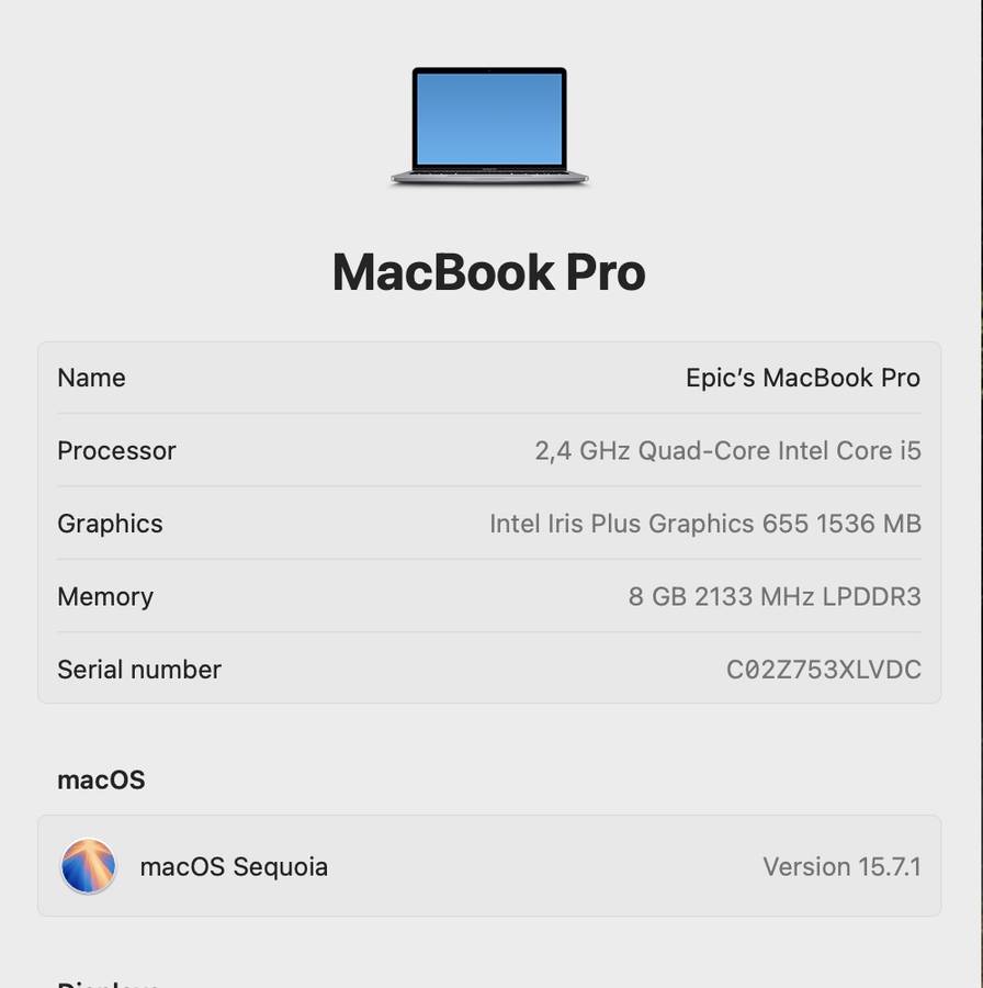 Apple MacBook Pro 13-Inch Core i5 2.4GHz (Touch/2019) 8GB RAM 256GB SSD Space Grey- Bright ...