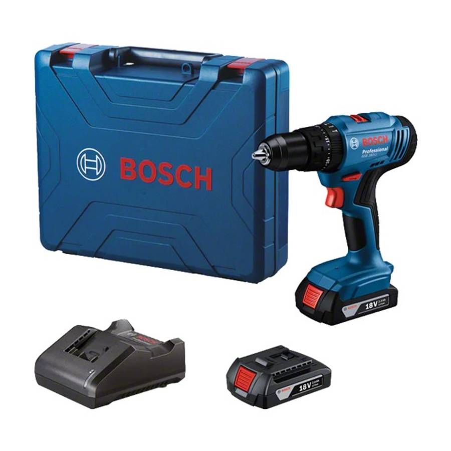 Bosch Professional GSB 183-LI cordless impact Drill Blue + Bosch 18V Battery + Bosch Battery Char...