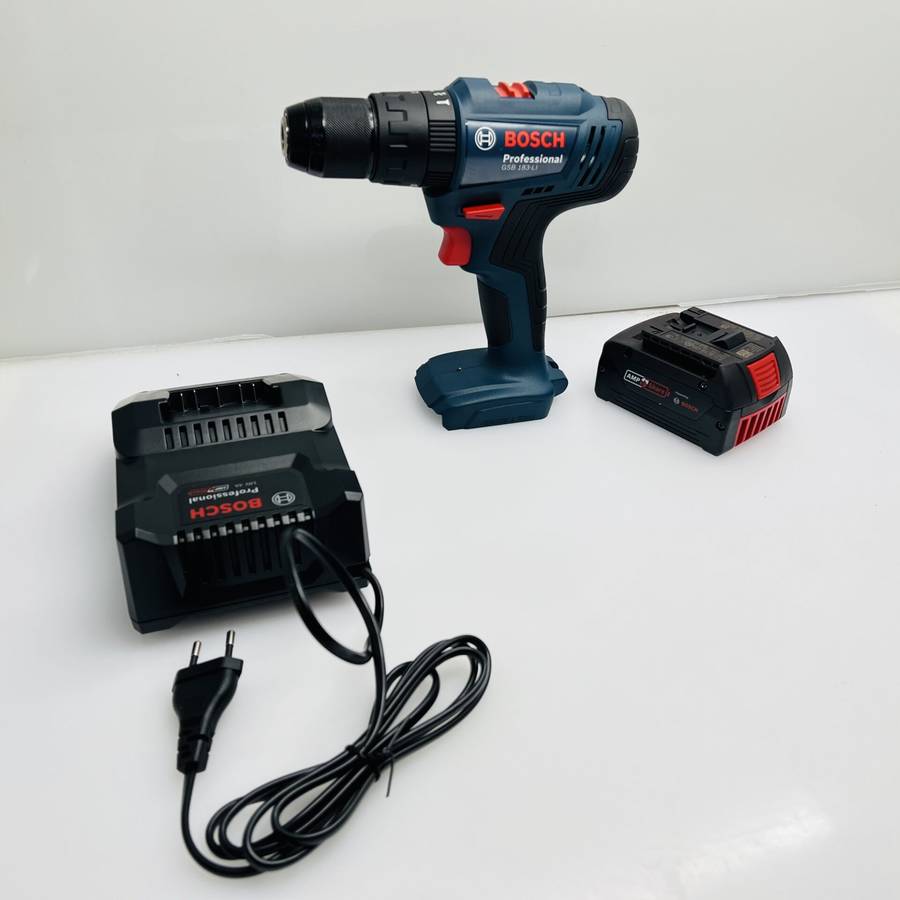 Bosch Professional GSB 183-LI cordless impact Drill Blue + Bosch 18V Battery + Bosch Battery Char...