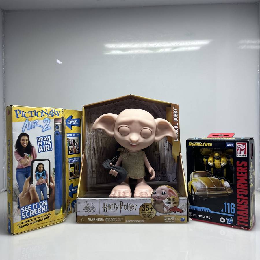 COMBO DEAL: Harry Potter Magical Dobby (French) + Transformers Bumblebee + Pictionary Air 2 (Cond...