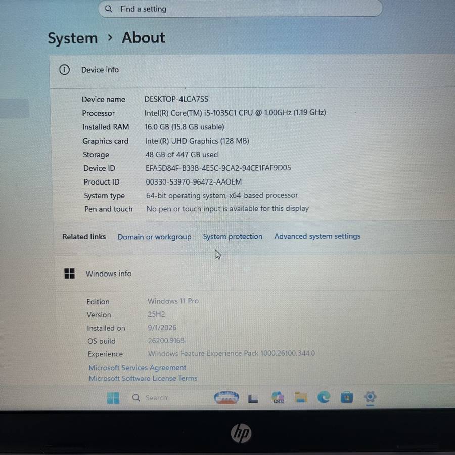 HP 250 G8 10th Gen Core i5 1.19GHz 16GB RAM 512GB SSD Asteroid Silver (Condition: Good)