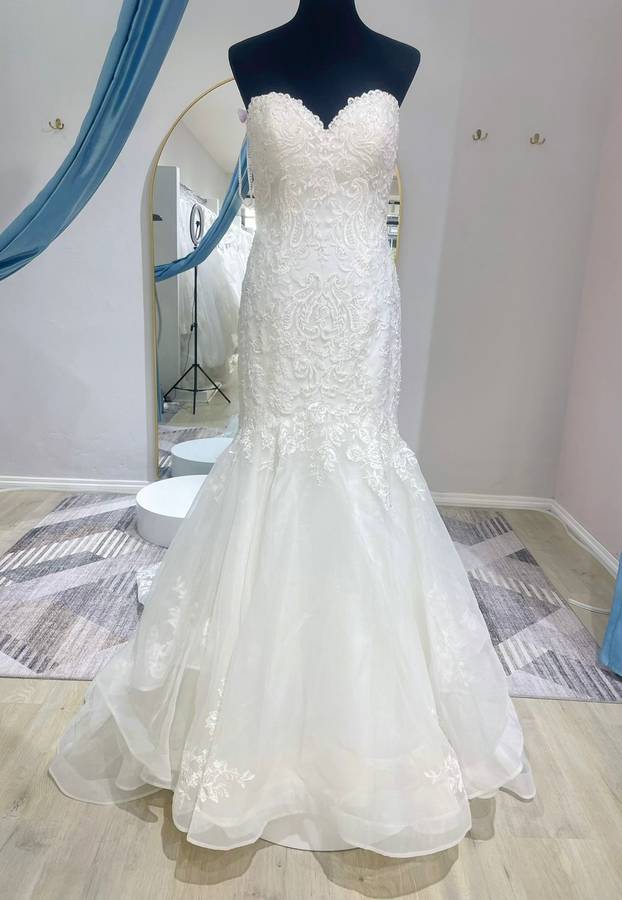 Bonnie, boob-tube lace mermaid wedding dress.