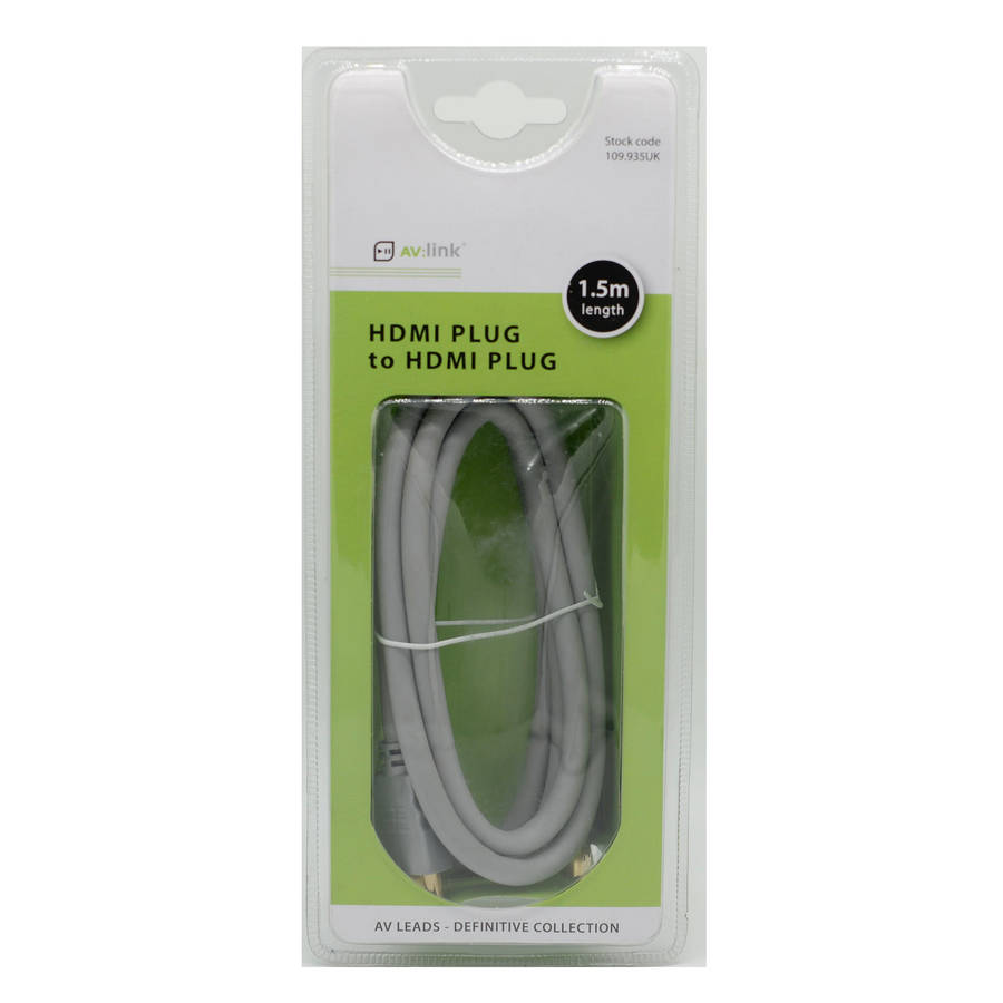 AV LINK HDMI Plug to HDMI Plug Leads - 1.5m