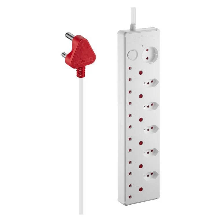 Switched 12-way Medium Surge Protection Multiplug with 0.5m Cord White