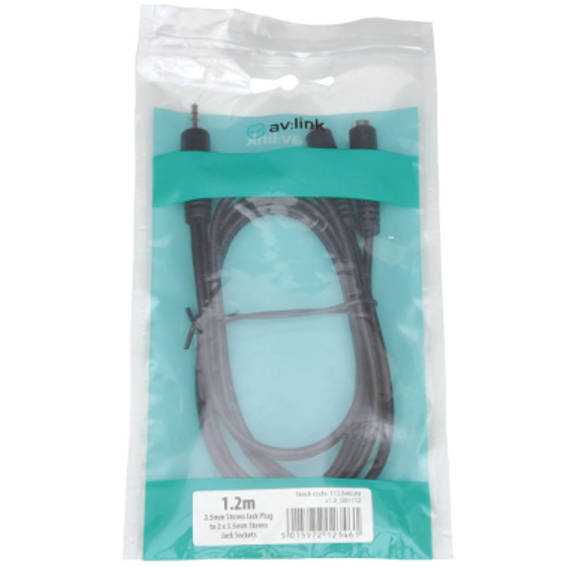 Avlink - 1.2M 3.5mm STEREO PLUG  - 2 x 3.5mm STEREO SOCKETS SPLITTER LEAD