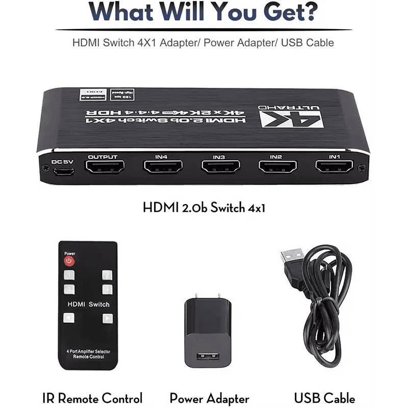 TVA - HDMI SELECTOR SWITCH 4 IN 1 OUT WITH IR