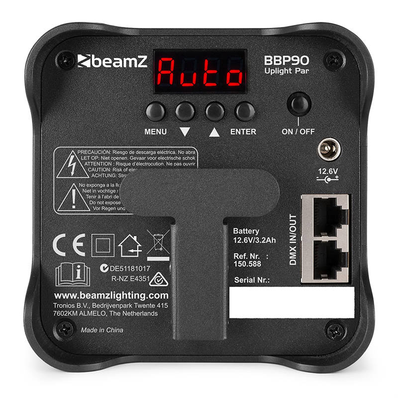 BEAMZ BBP90 LED BATTERY UPLIGHT PAR IP20 4x 4W RGBUV