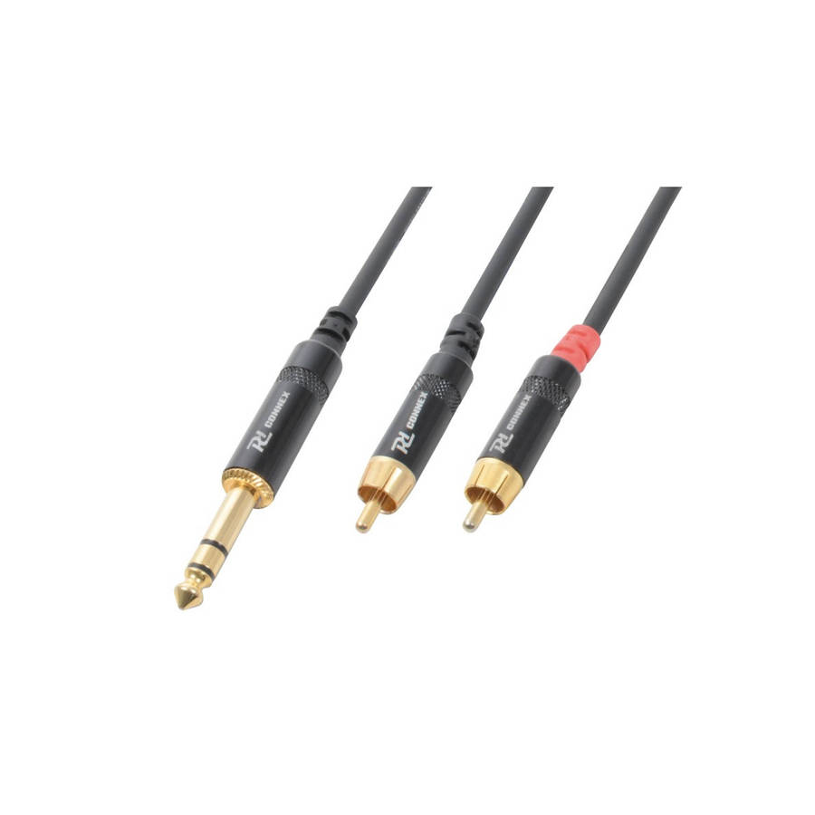 PDC CX84-1 SIGNAL LEAD 6.3MM STEREO MALE  - 2X RCA MALE 1.5M