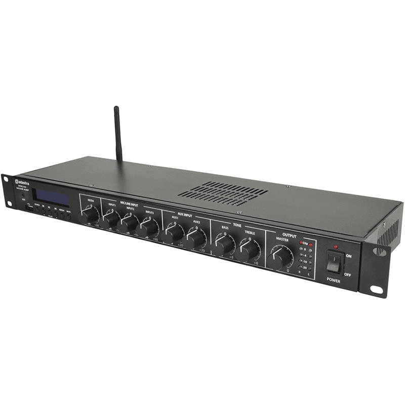 ADASTRA - MM240 1U STEREO PA MIXER-AMPLIFIER USB/BT/FM 4ohm 2 x 120W