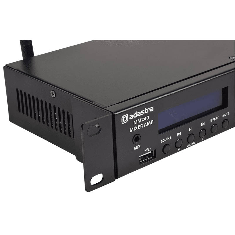 ADASTRA - MM240 1U STEREO PA MIXER-AMPLIFIER USB/BT/FM 4ohm 2 x 120W