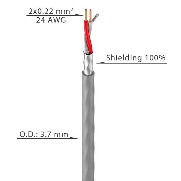 ROXTONE - CABLE ROUND 2-CORE OVERALL SCREEN 3.7MM OD 200M