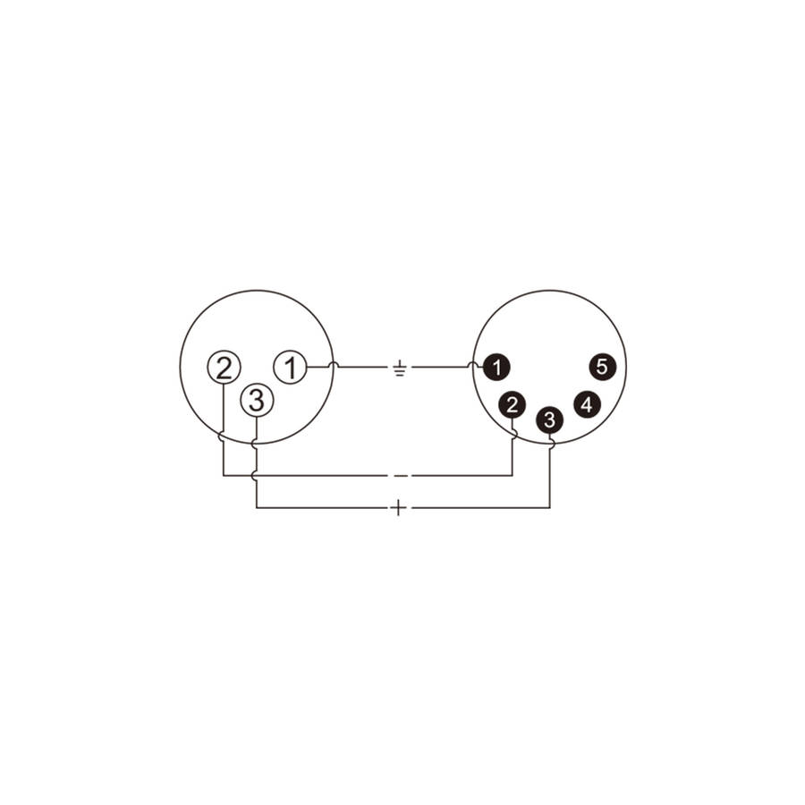 ROXTONE ADAPTOR 5-PIN XLR MALE TO 3-PIN XLR FEMALE