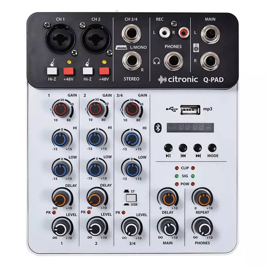 CITRONIC - Q-PAD COMPACT MUSIC MIXER 4-CH BT/USB/MP3