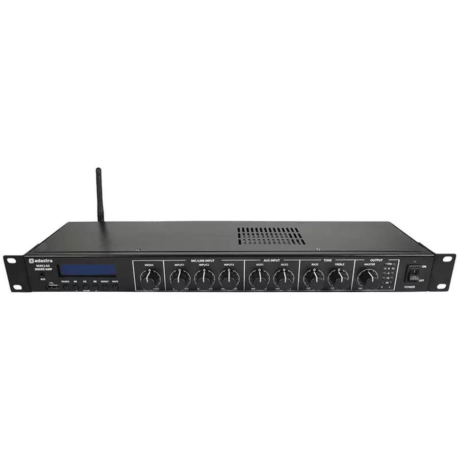 ADASTRA MM240 1U STEREO PA MIXER-AMPLIFIER USB/BT/FM 4OHM 2 X 120W