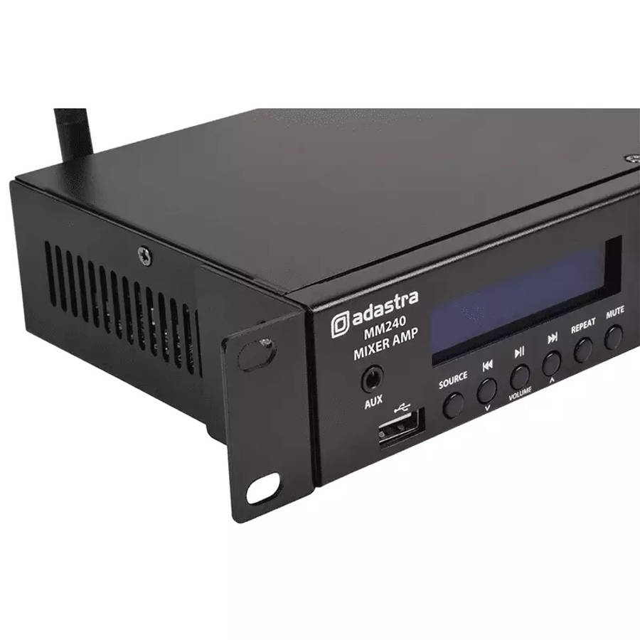 ADASTRA MM240 1U STEREO PA MIXER-AMPLIFIER USB/BT/FM 4OHM 2 X 120W