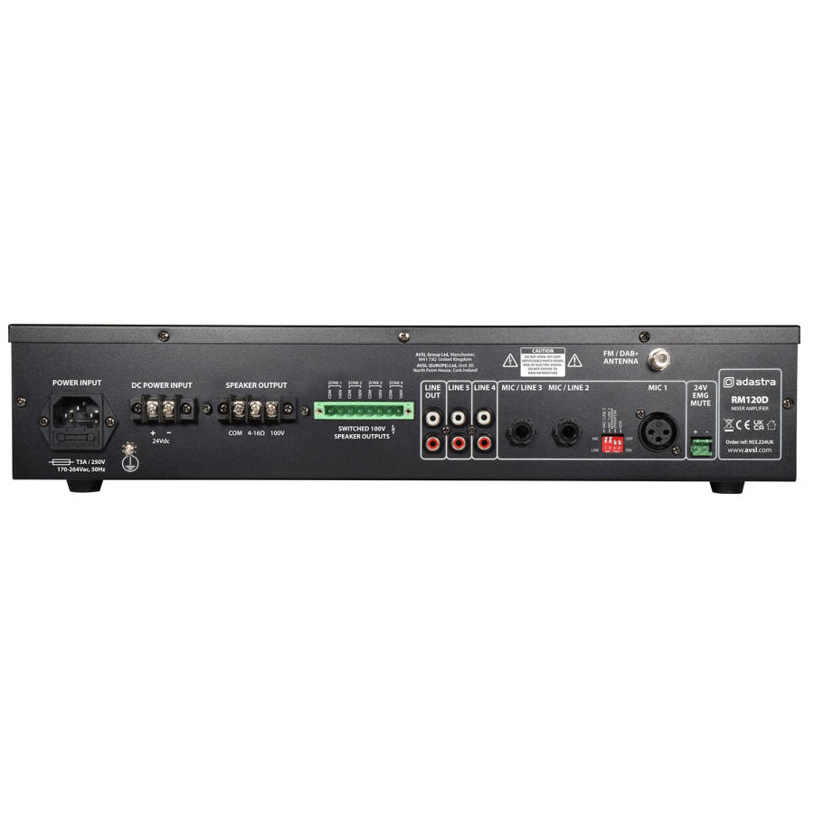 ADASTRA RM120D MIXER AMPLIFIER USB/BT/FM/DAB+ 100V 120W