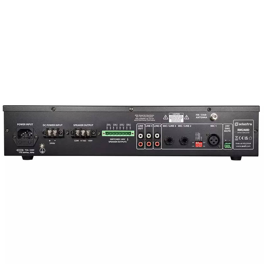 ADASTRA RM240D MIXER AMPLIFIER USB/BT/FM/DAB+ 100V 240W