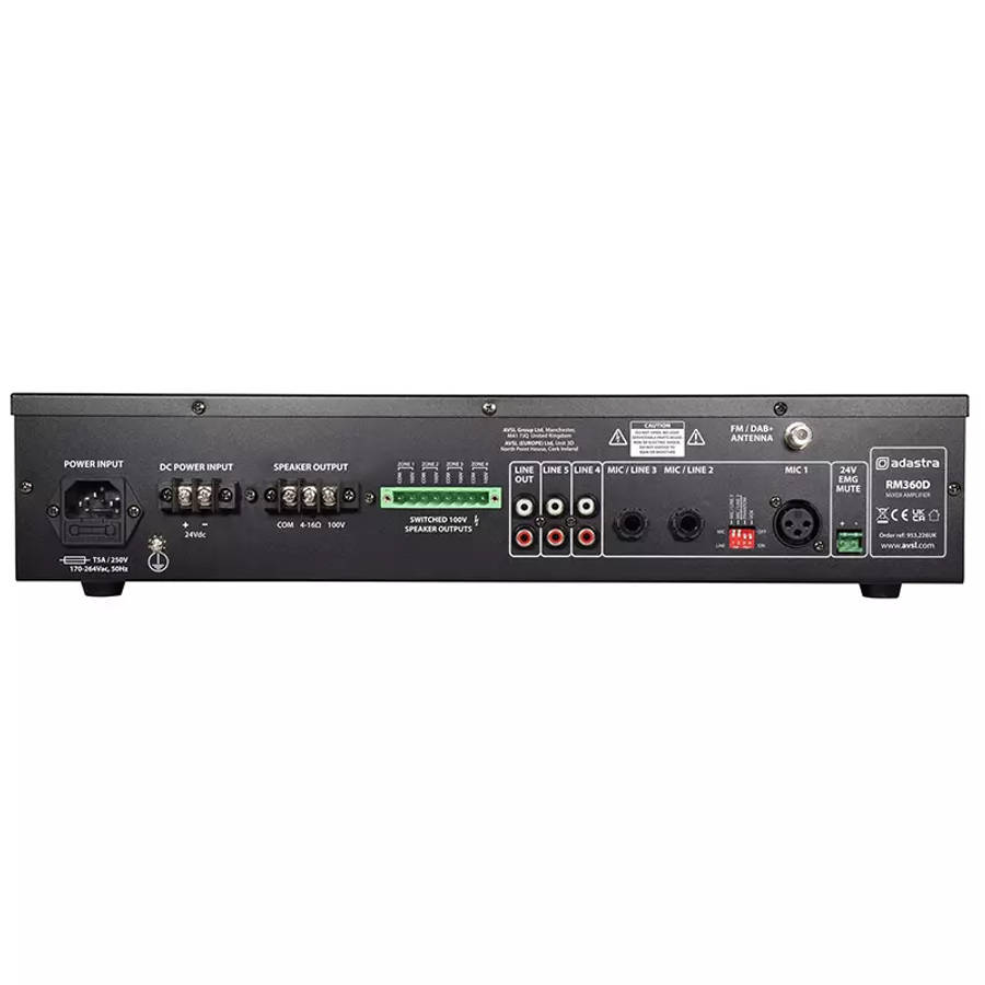 ADASTRA RM360D MIXER AMPLIFIER USB/BT/FM/DAB+ 100V 360W
