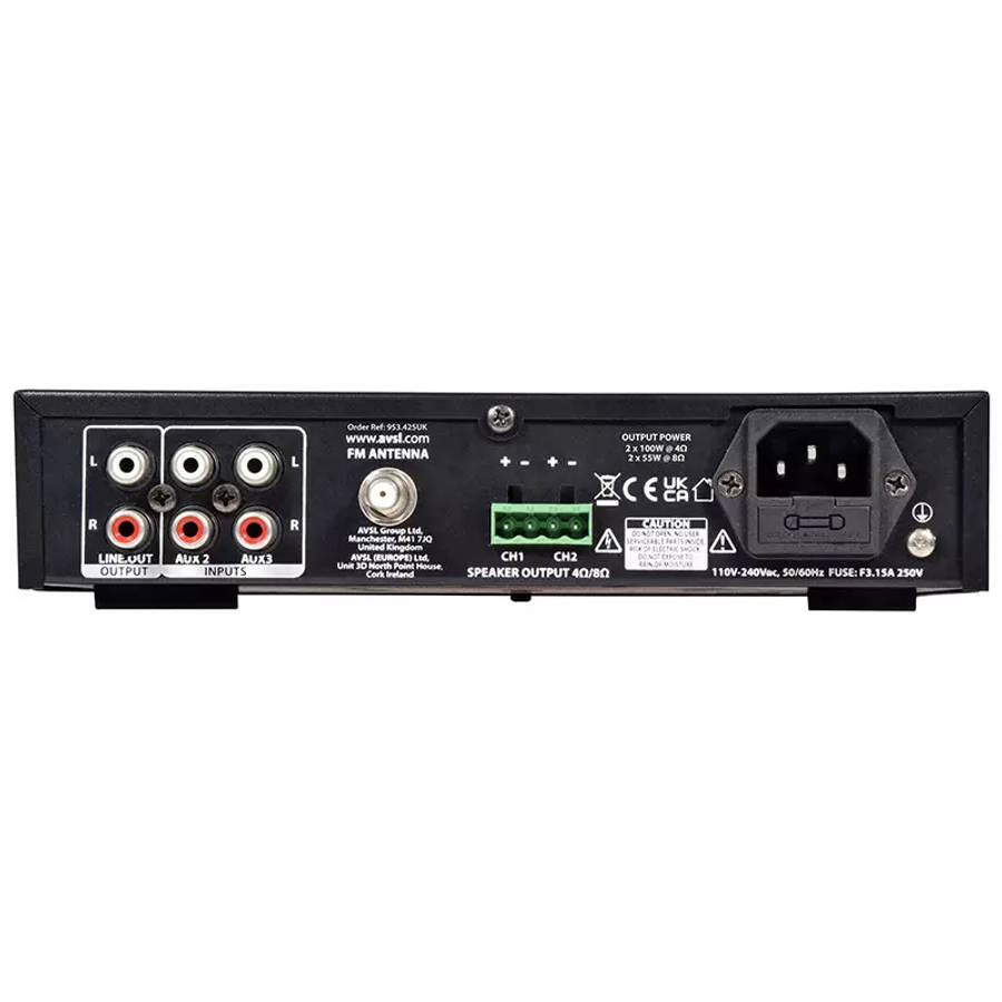 ADASTRA A200 COMPACT STEREO PA MIXER-AMPLIFIER USB/BT/FM 8OHM 2 X 100W