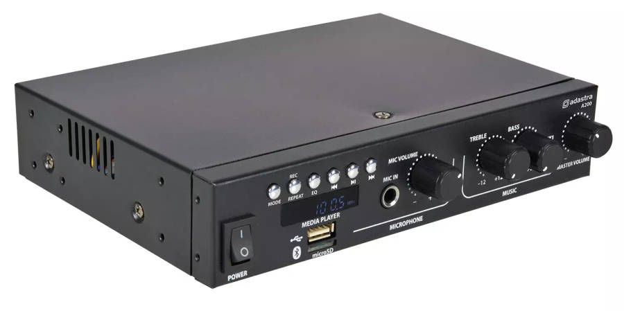 ADASTRA A200 COMPACT STEREO PA MIXER-AMPLIFIER USB/BT/FM 8OHM 2 X 100W