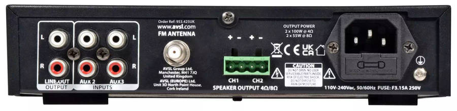 ADASTRA A200 COMPACT STEREO PA MIXER-AMPLIFIER USB/BT/FM 8OHM 2 X 100W