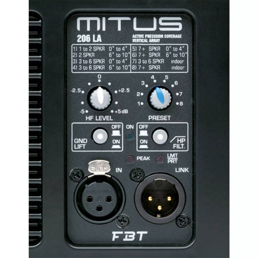 FBT MITUS206LA 2x 6.5INCH ACTIVE LINE ARRAY SPEAKER BLACK 600W + 300W
