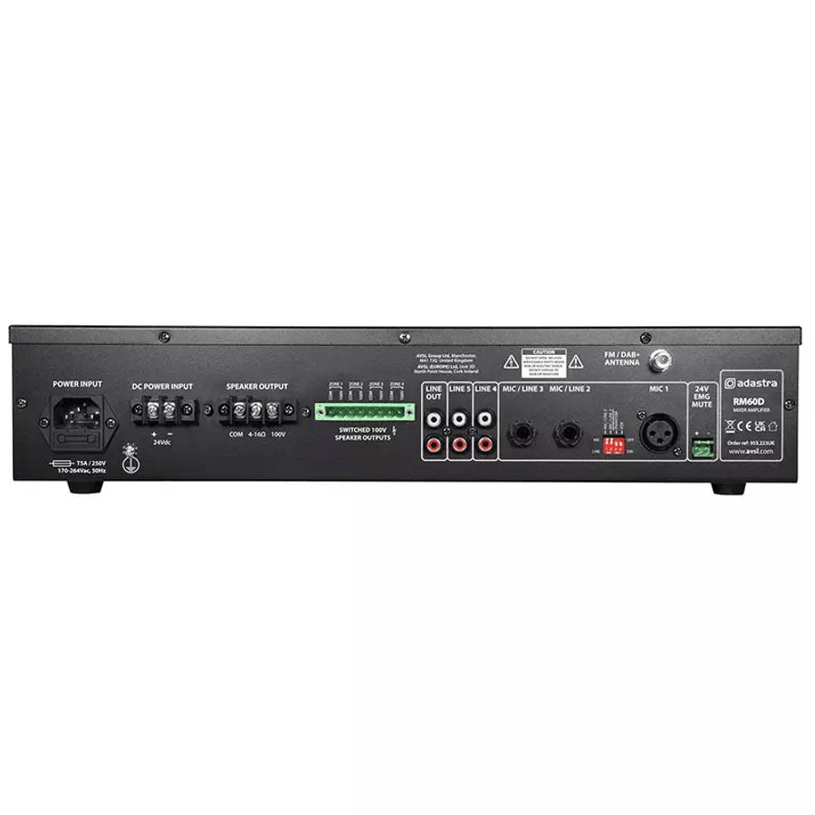 ADASTRA RM60D MIXER AMPLIFIER USB/BT/FM/DAB+ 100V 60W