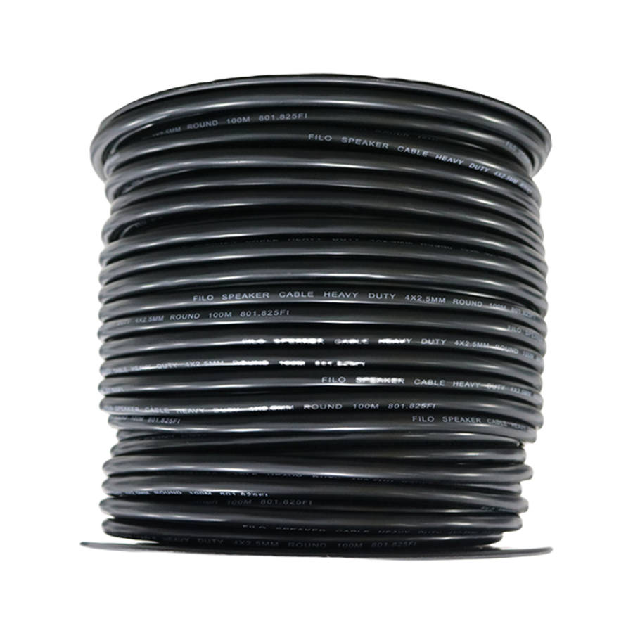 FILO RO2.5BX4 SPEAKER CABLE 2.5MM BLACK 4 CORE ROUND 100M
