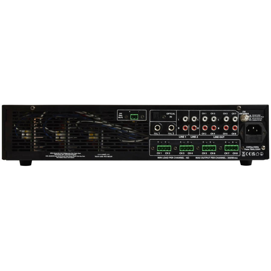 ADASTRA A8300 2U MIXER AMPLIFIER 8X 300W