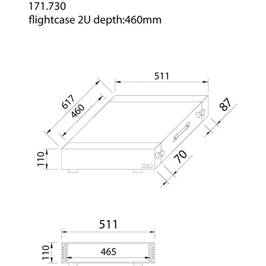 PDM PD-F2U FLIGHTCASE 19INCH 2U