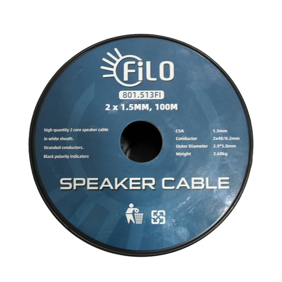 FILO TF1.5W SPEAKER CABLE 1.5MM WHITE 100M