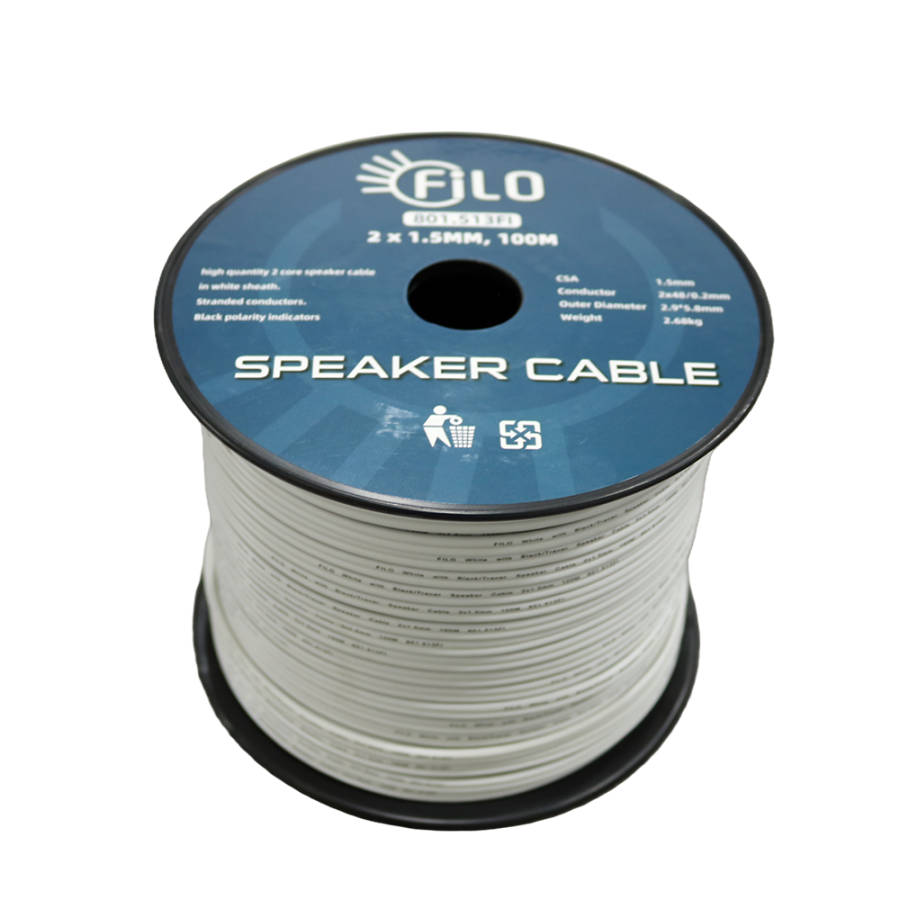 FILO TF1.5W SPEAKER CABLE 1.5MM WHITE 100M