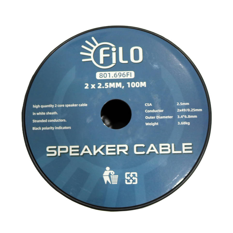 FILO TF2.5W SPEAKER CABLE 2.5MM WHITE 100M