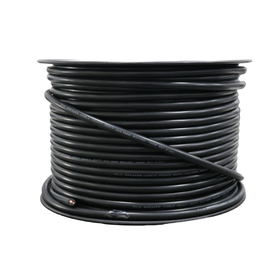 FILO RO2.5B SPEAKER CABLE 2.5MM BLACK ROUND 100M
